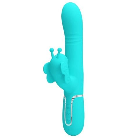 PRETTY LOVE VIBRADOR COELHO MULTIFUNCOES 4 EM 1 BUTTERFLY AQUA VERDE