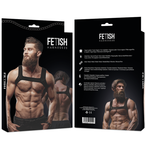 FETISH SUBMISSIVE ATTITUDE - ARNÊS DE PEITO DE NEOPRENE PARA HOMENS TAMANHO M